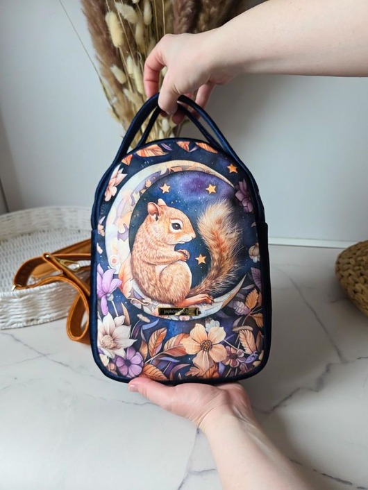 plecaki Plecak Codzienny Granatowy Wiewiórka i Księżyc