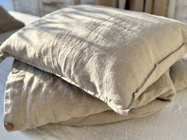 pościel Komplet poszewek z lnu w kolorze naturalnym