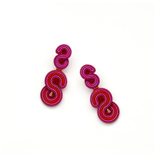 Kolczyki soutache - Fuksja Czerwień Medium maanuela