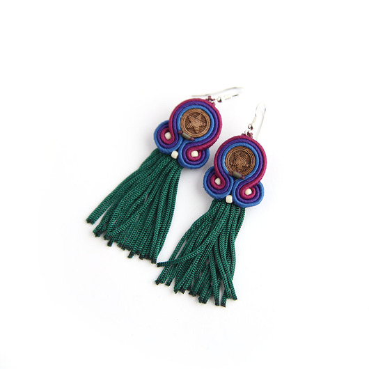 kolczyki soutache Indi S - kolczyki etno, srebro