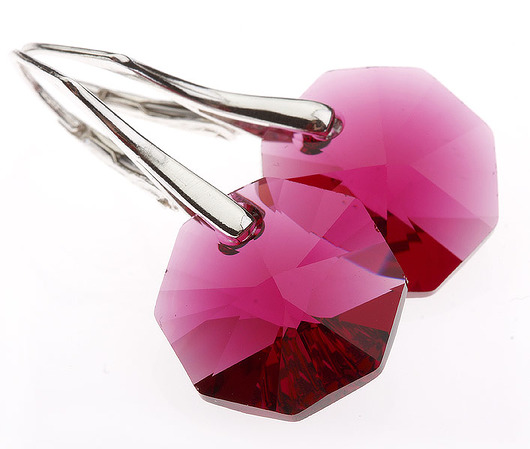 Octagon w burgundzie - kolczyki.  mellody
