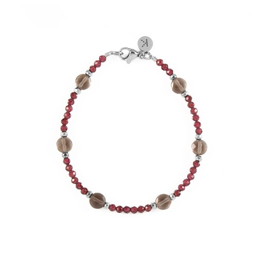 bransoletki z kamieni naturalnych Elegancka bransoletka w brązowej tonacji - Wersja Srebrna