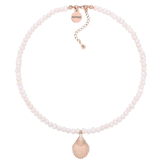 złote naszyjniki Naszyjnik z pereł naturalnych z muszlą z różowego złota