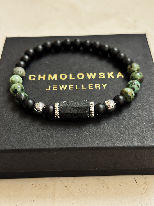 biżuteria męska Bransoletka Męska Turkus afrykański i Turmalin