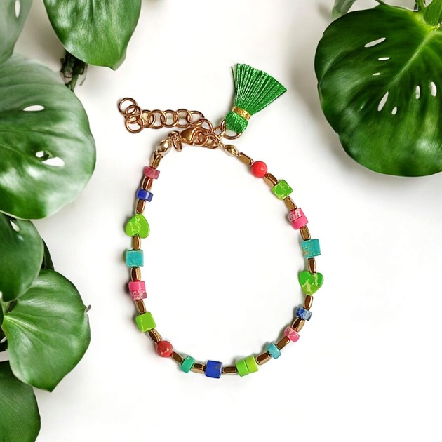 bransoletki z kamieni naturalnych Bransoletka wakacyjna : jaspis cesarski : multicolor II