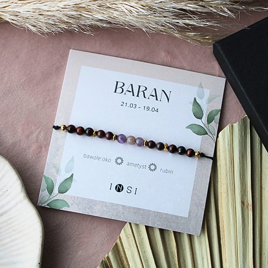 bransoletki z kamieni naturalnych Bransoletka zodiakalna BARAN z kamieni naturalnych