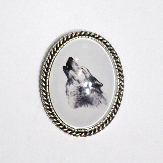 broszki Broszka yenoo - Wilk - duża, owal