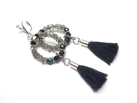 Wianki boho  grey - navy /08-11-2017/ kolczyki KiKa pracownia