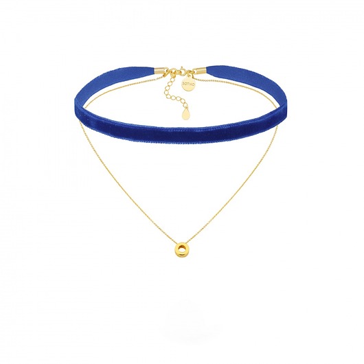 Kobaltowy aksamitny choker z łańcuszkiem SOTHO