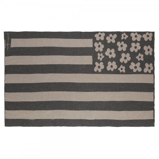 koce i narzuty Koc wełniany Manta Flowers Lin-Gris Oscuro/Linen-Dark Grey