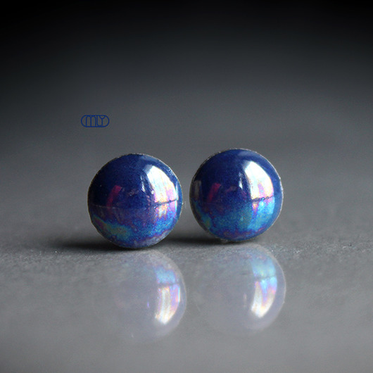 kolczyki ceramiczne Mini Niebiańskie 6mm/stal chirurgiczna/