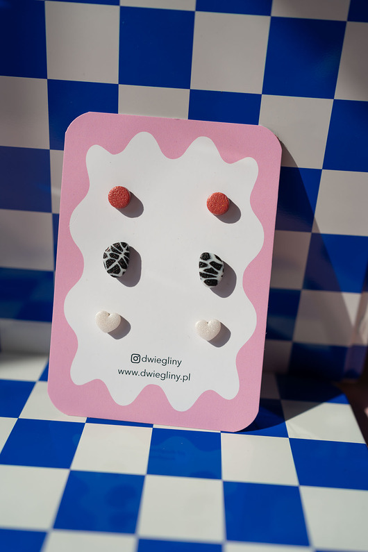 kolczyki z masy plastycznej Zestaw 3 par małych sztyftów