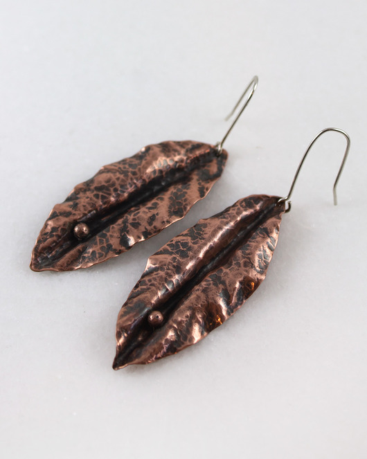 kolczyki z miedzi Nature - wiszące srebrne kolczyki lub klipsy - ooak