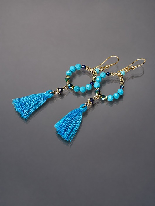kolczyki z kamieniami Kolczyki Wianki boho /blue lagoon/