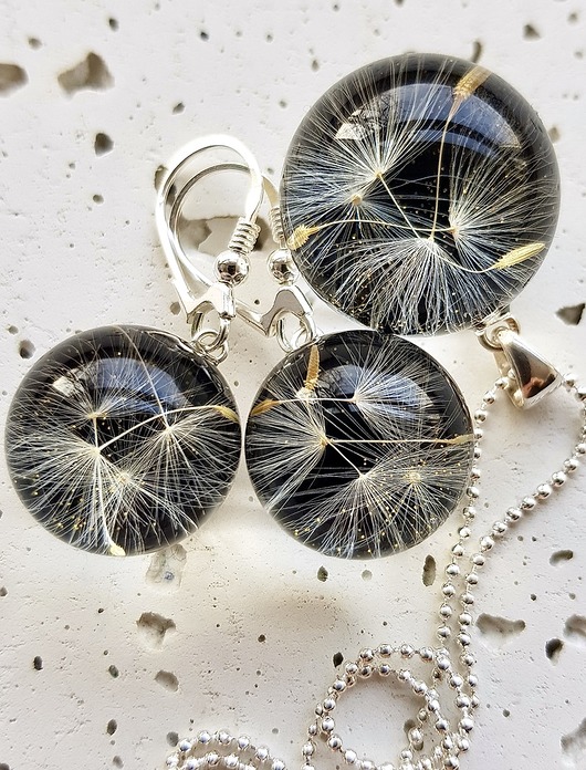 zestaw-dmuchawce w żywicy Grol Jewellery