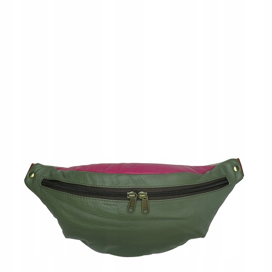 saszetka nerka Nerka skórzana wygodna pojemna damska ze skrawków OLIVKA