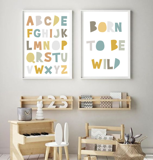 DWA PLAKATY do pokoju dziecka alfabet WILD black dot studio