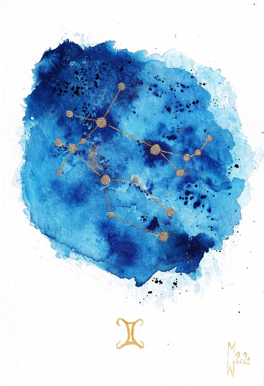 plakaty Plakat Gwiazdozbiór Bliźniąt Znak Zodiaku Bliźnięta