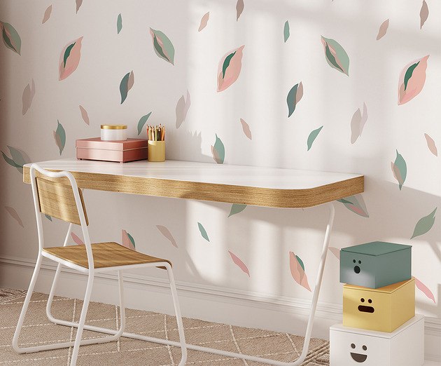 naklejki ścienne do pokoju dziecka Tapeta dla dzieci White Leaves