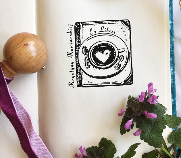 stemple Stempel Ex libris KAWA I KSIĄŻKI