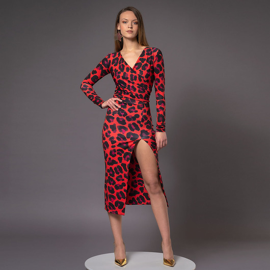 sukienki midi damskie Dopasowana wielofunkcyjna sukienka z rozporkiem - Marika Solar Tropic