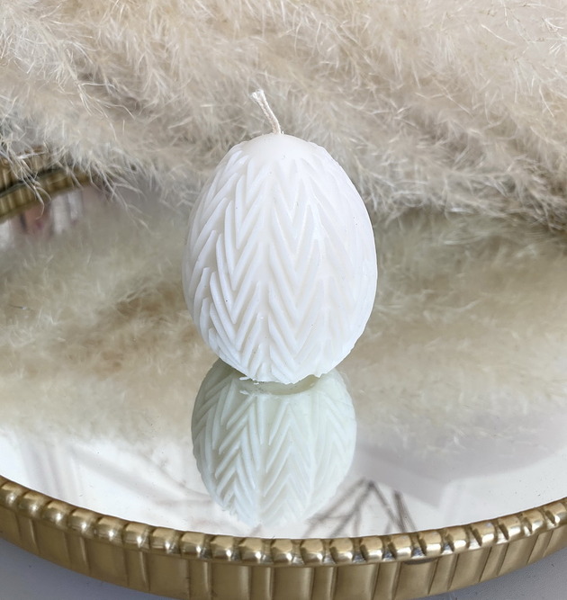 świeczniki i świece Świeca ekologiczna sojowa dekoracyjna jajko wielkanocne kolor wosku naturalny