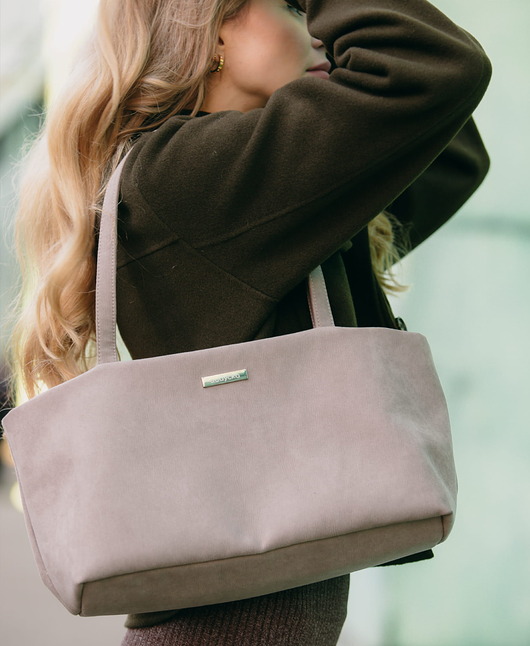 torby na ramię Beżowa MINI TOTE z nubuku tapicerskiego