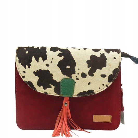 torby na ramię Torebka klasyczna elegancka skórzana zamszowa elegancka klapka wzór OLIVKA