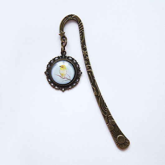 zakładki do książek Zakładka - Żółty ptaszek - brąz