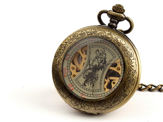 zegarki męskie Zegarek na dewizce - BRĄZOWY KLASYK - mechaniczny