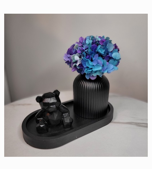 figurki i rzeźby Dekoracja stylowa Miś i suszony kwiaty