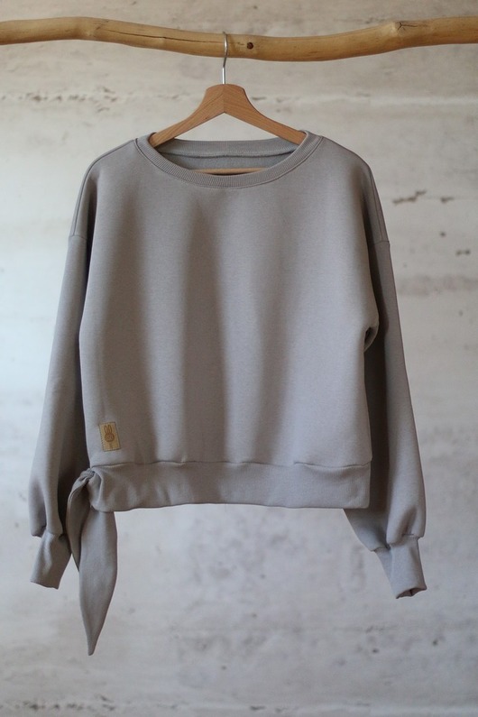 bluza bez kaptura damska BluzaOVERSIZE DAMSKA SZARY KRÓLIK Z USZAMI