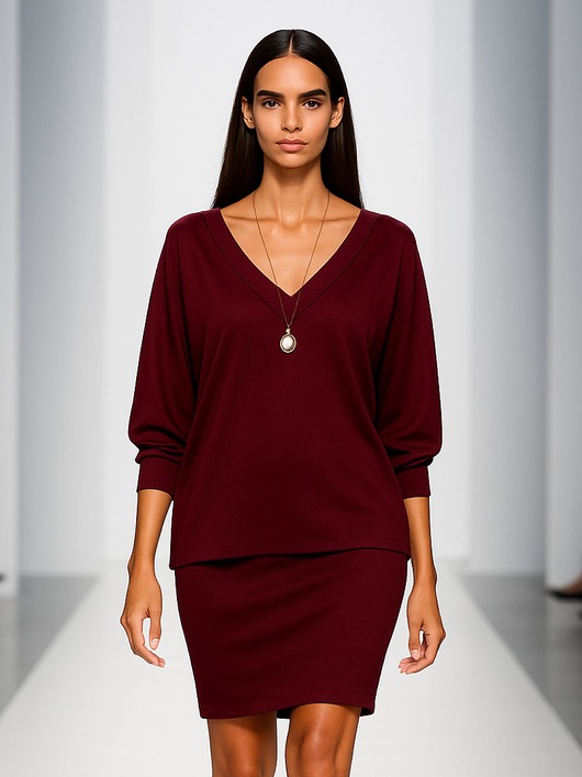 bluzki kimonowe damskie Bluzka burgund YY500026