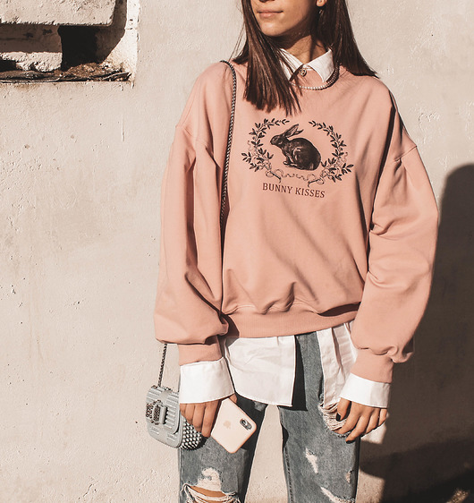Bluza różowa z bufiastami rękawami BUNNY KISSES elevenstory