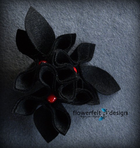 Czarne z Czerwonym FlowerFelt Design