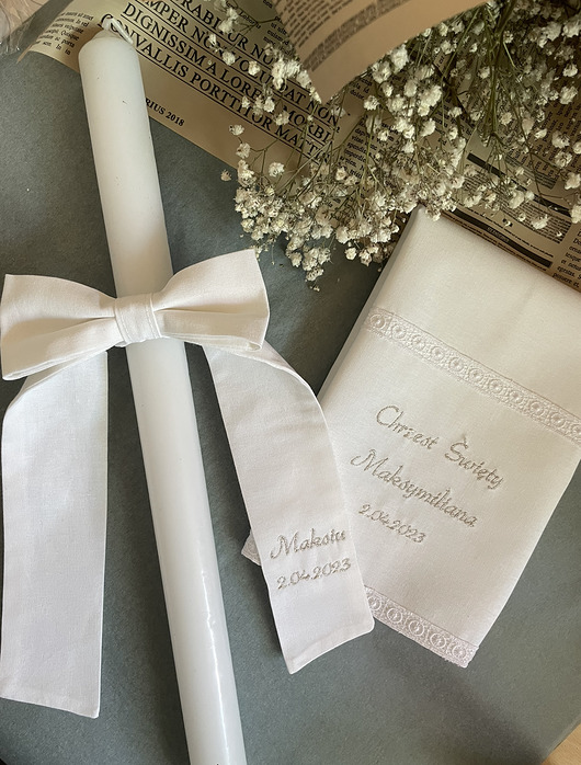 szatki, ubranie na chrzest Szatka do chrztu - chusteczka na chrzest