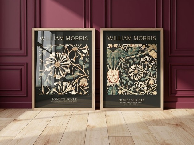 grafiki i ilustracje DWA PLAKATY William Morris kwiaty botaniczne obrazy