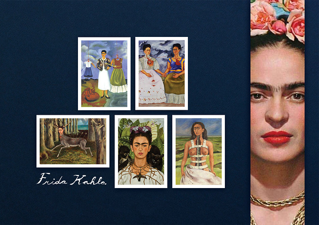 kartki okolicznościowe - wydruki Zestaw Kartek FRIDA KAHLO - Set 5 szt