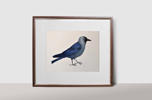 Kawka, akwarela, 30x22 cm Warsaw Birds