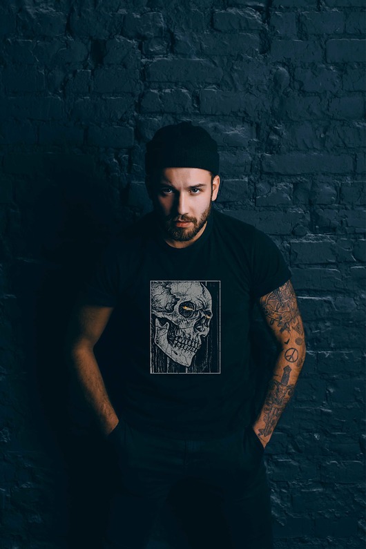 t-shirty męskie Koszulka organiczna z nadrukiem Skull horror