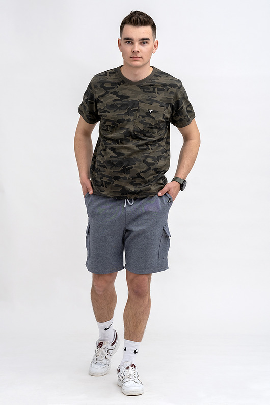 t-shirty męskie T-shirt męski  basic   moro zielone  z kieszonką