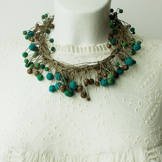 kolie Tajemniczy ogród Naszyjnik lniany