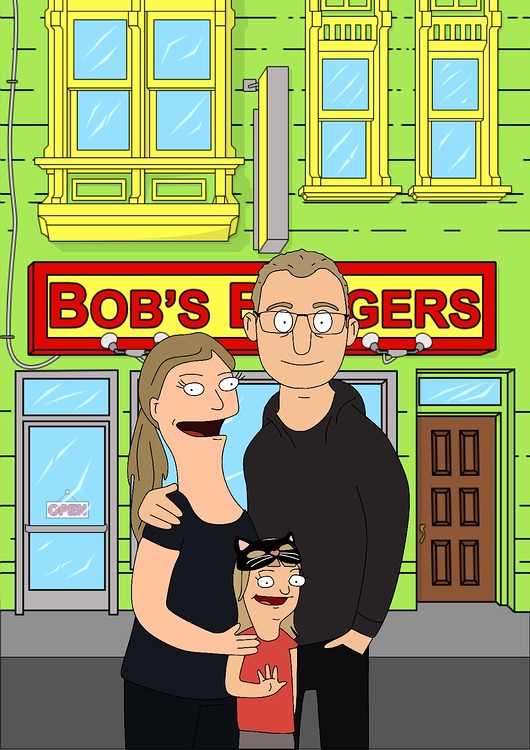 Plakat Bobs Burgers portret dla par,portret rodzinny landart