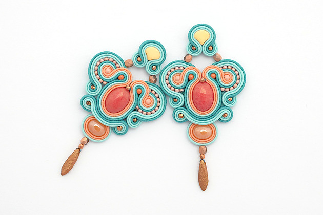 kolczyki soutache Letnie koralowe