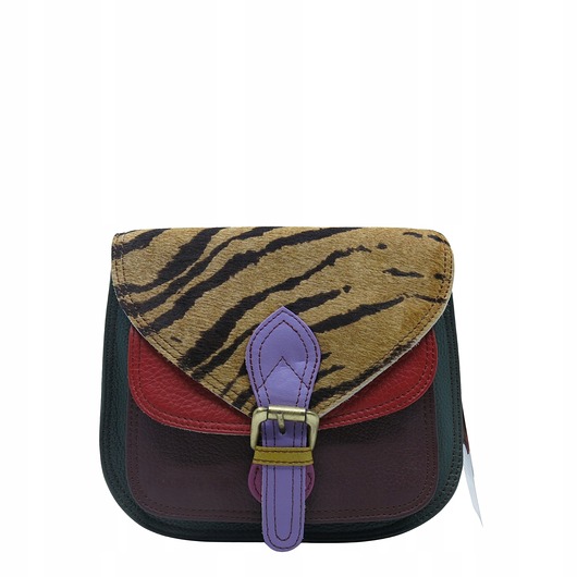 torby na ramię Torebka listonoszka damska skórzana pasek klapka wzór oryginalna OLIVKA