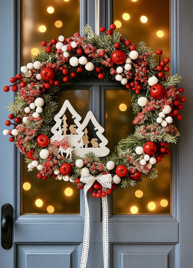 wianki bożonarodzeniowe Wianek na drzwi