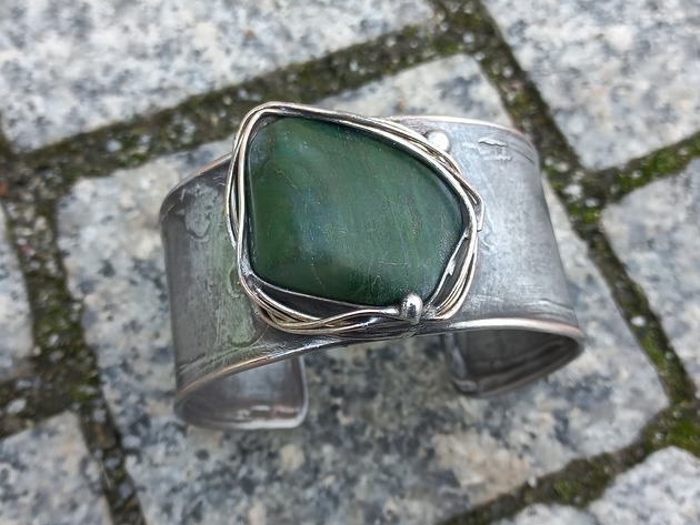 bransoletki wire wrapping Kolacja na trawie - bransoletka regulowana