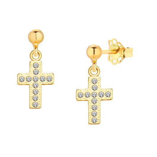 kolczyki pozłacane Kolczyki pozłacane z krzyżykami Swarovski