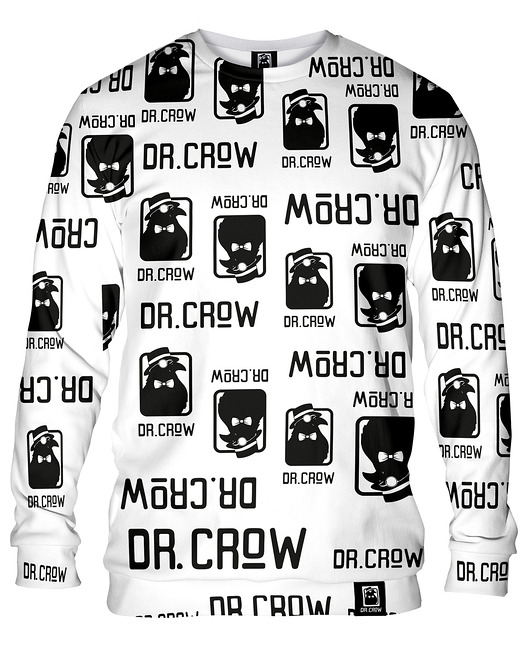 bluzy męskie Bluza Bez Kaptura Męska DR.CROW Logo Biała