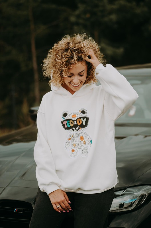 bluza z kapturem damska Bluza oversize Funky Teddy dla mamy i taty